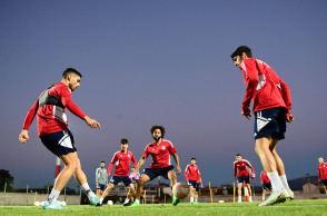 Οι παίκτες του Ολυμπιακού στην τελευταία προπόνηση πριν το ματς με την Κάραμπαγκ