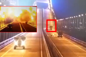 Στην Κριμαία φορτηγό τινάχτηκε στον αέρα, την ώρα που περνούσε τη γέφυρα