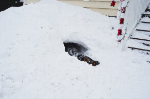 Κάτοικος στο Μπάφαλο ανοίγει τρύπα στα χιόνια, αναζητώντας πρόσβαση στο αυτοκίνητό του