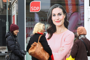 Προεκλογική αφίσα της πρωθυπουργού της Φινλανδίας και υποψήφιας Σάνα Μάριν