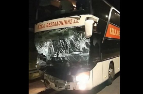 Το λεωφορείο των ΚΤΕΛ που ενεπλάκη στο τροχαίο δυστύχημα στον Πλαταμώνα