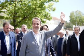 Ο Κυριάκος Μητσοτάκης στη Θήβα