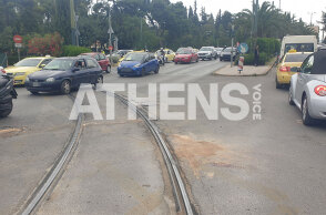 Το σημείο όπου σημειώθηκε το τροχαίο στο κέντρο της Αθήνας