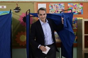Ο Κυριάκος Μητσοτάκης ψηφίζει