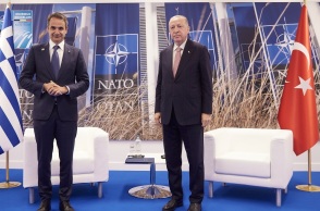 Ο Κυριάκος Μητσοτάκης με τον Ρετζέπ Ταγίπ Ερντογάν