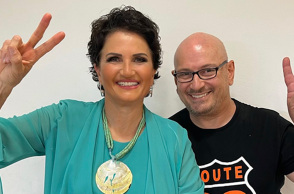 Η Άλκηστις Πρωτοψάλτη και ο Γιώργος Παυριανός.  