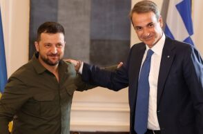 Κοινές δηλώσεις Βολοντίμιρ Ζελένσκι - Κυριάκου Μητσοτάκη στο Μέγαρο Μαξίμου © ΓΙΩΡΓΟΣ ΚΟΝΤΑΡΙΝΗΣ / EUROKINISSI