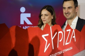 Έφη Αχτσιόγλου και Αλέξης Χαρίτσης κατά την παρουσίαση της «Νέας Αριστεράς»