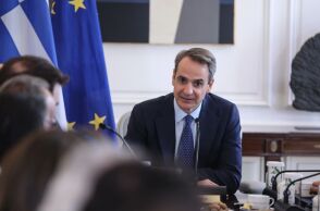 O πρωθυπουργός Κυριάκος Μητσοτάκης στο εναρκτήριο λάκτισμα του έτους έδωσε το στίγμα των προθέσεών του για το 2024 © Aris Oikonomou / SOOC