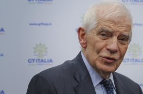 Ο επικεφαλής της ευρωπαϊκής διπλωματίας Ζοζέπ Μπορέλ σε δημοσιογράφους σε συνάντηση των υπουργών Εξωτερικών της Ομάδας των Επτά (G7) στο Κάπρι της Ιταλίας