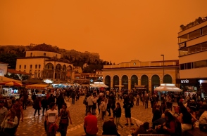 κτιρια, κόσμος, αγορά, πορτοκαλί ουρανός