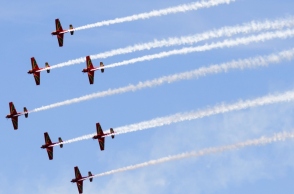 αεροσκαφη επιδειξης στον αερα, καπνοι