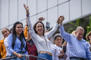 Οι δύο ηγέτες της αντιπολίτευσης, Μαρία Κορίνα Ματσάδο και Εντμούντο Γκονζάλες