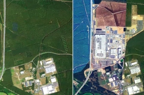 Δορυφορικές εικόνες πριν και μετά την εκρίζωση των 500.000 δέντρων για την κατασκευή εργοστασίου της Tesla