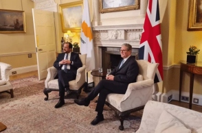 Ο Πρόεδρος της Κυπριακής δημοκρατίας, Νίκος Χριστοδουλίδης με τον Βρετανό Πρωθυπουργό Κιρ Στάρμερ
