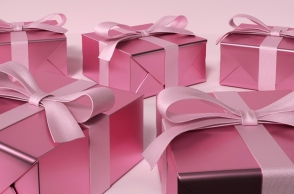 ροζ κουτια δώρων