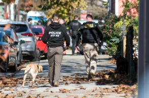 αστυνομικοι σε περιπολια στην πολη, σκυλος