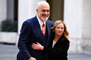 Ο πρωθυπουργός της Αλβανίας Έντι Ράμα με την Ιταλίδα ομόλογό του, Τζόρτζια Μελόνι