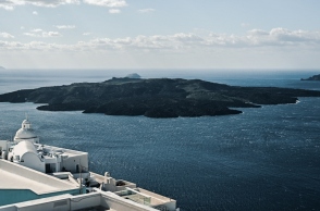 νησι, θαλασσα, ουρανος, σπιτια