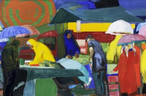 Παναγιώτης Τέτσης,  «Λαϊκή αγορά» από τη μεγάλη αναδρομική έκθεση στην Εθνική Πινακοθήκη «Η εμμονή του βλέμματος»