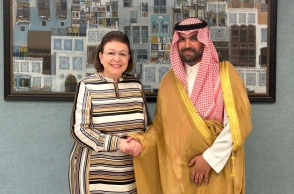 Η Υπουργός Πολιτισμού Λίνα Μενδώνη με τον Υπουργό Πολιτισμού της Σ. Αραβίας, Πρίγκιπα Badr bin Abdullah bin Farhan Al-Saud