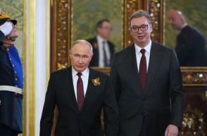 Ο πρόεδρος της Ρωσίας, Βλαντιμίρ Πούτιν με τον Σέρβο ομόλογό του, Αλεξάνταρ Βούτσιτς