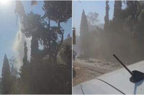 Φωτιά στην Αχαΐα: Κλαδιά έπεσαν σε αυτοκίνητα μετά από ρίψη νερού ελικοπτέρου