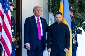Ο Πρόεδρος των ΗΠΑ Ντόναλντ Τραμπ  με τον Ουκρανό Πρόεδρο Βολοντίμιρ Ζελένσκι 