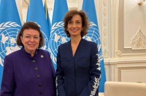 Η υπουργός Πολιτισμού Λίνα Μενδώνη με την αποχωρούσα Γενική Διευθύντρια της  UNESCO Audrey Azoulay