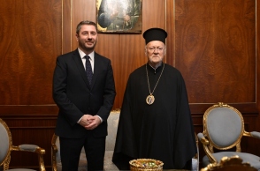 Συνάντηση του Νίκου Ανδρουλάκη με τον Οικουμενικό Πατριάρχη κ.κ. Βαρθολομαίο 