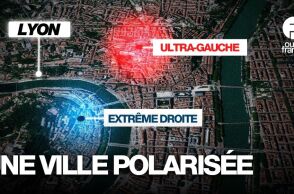H Λυών, μια πολωμένη πόλη, σύμφωνα με το ρεπορτάζ του Ouest France με τα σημεία ακροδεξιών και ακροαριστερών συγκεντρώσεων σε χάρτη της πόλης