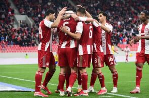 Πανηγυρισμοί παικτών του Ολυμπιακού