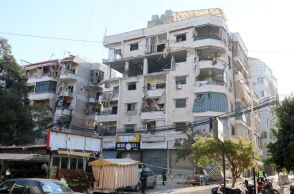 Κατεστραμμένα κτίρια στη Νότια Βηρυτό μετά τον σημερινό ισραηλινό βομβαρδισμό