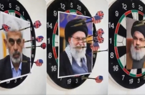 Ο Νετανιάχου παίζει «βελάκια» με τα πρόσωπα των Σινουάρ, Νασράλα και Χαμενεΐ – Βίντεο