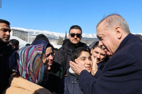 Turkish President Recep Tayyip Erdogan arrives in quake-hit Kahramanmaras