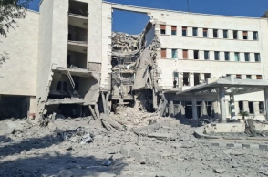 Το κτίριο του συριακού υπουργείου άμυνας μετά τον ισραηλινό βομβαρδισμό