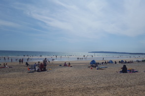 Η παραλία Camber Sands στο Ανατολικό Sussex. 
