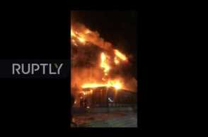 Russia: Fire engulfs biggest shopping center in Chechen capital