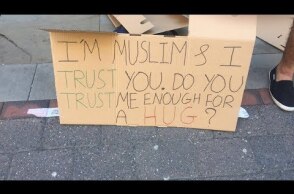 I'M MUSLIM & I TRUST YOU. DO YOU TRUST ME ENOUGH FOR A HUG? | MANCHESTER