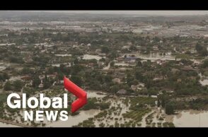 Aerial video shows extent of flooding in Spain