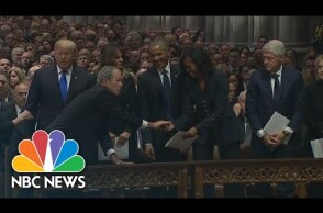 George W. Bush Continues Sweet Tradition With Michelle Obama At Dad's Funeral | NBC News