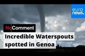Massive waterspouts swirl over Italian city of Genoa
