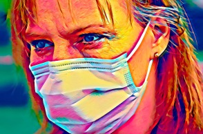 ΕΙκονογράφηση - Γυναίκα που φορά χειρουργική μάσκα