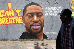 Τοιχογραφία για τον δολοφονημένο αφροαμερικανό Τζορτζ Φλόιντ
