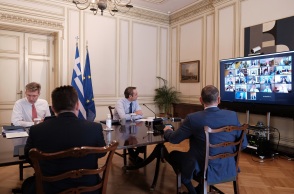 Τηλεδιάσκεψη του πρωθυπουργού Κυριάκου Μητσοτάκη με τα μέλη του υπουργικού συμβουλίου