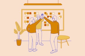 Εικονογράφηση - Αγόρια και κορίτσια σε γραφείο