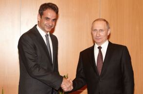 Kυριάκος Μητσοτάκης και Βλάντιμιρ Πούτιν 