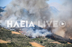 Φωτιά στην Ηλεία: Καίει σε δύσβατο σημείο στην περιοχή Ωλένη