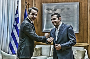 Εικονογράφηση για τη συνάντηση Μητσοτάκη-Τσίπρα στο Μέγαρο Μαξίμου