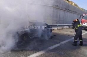 Φωτιά σε όχημα στην Εθνική Οδό